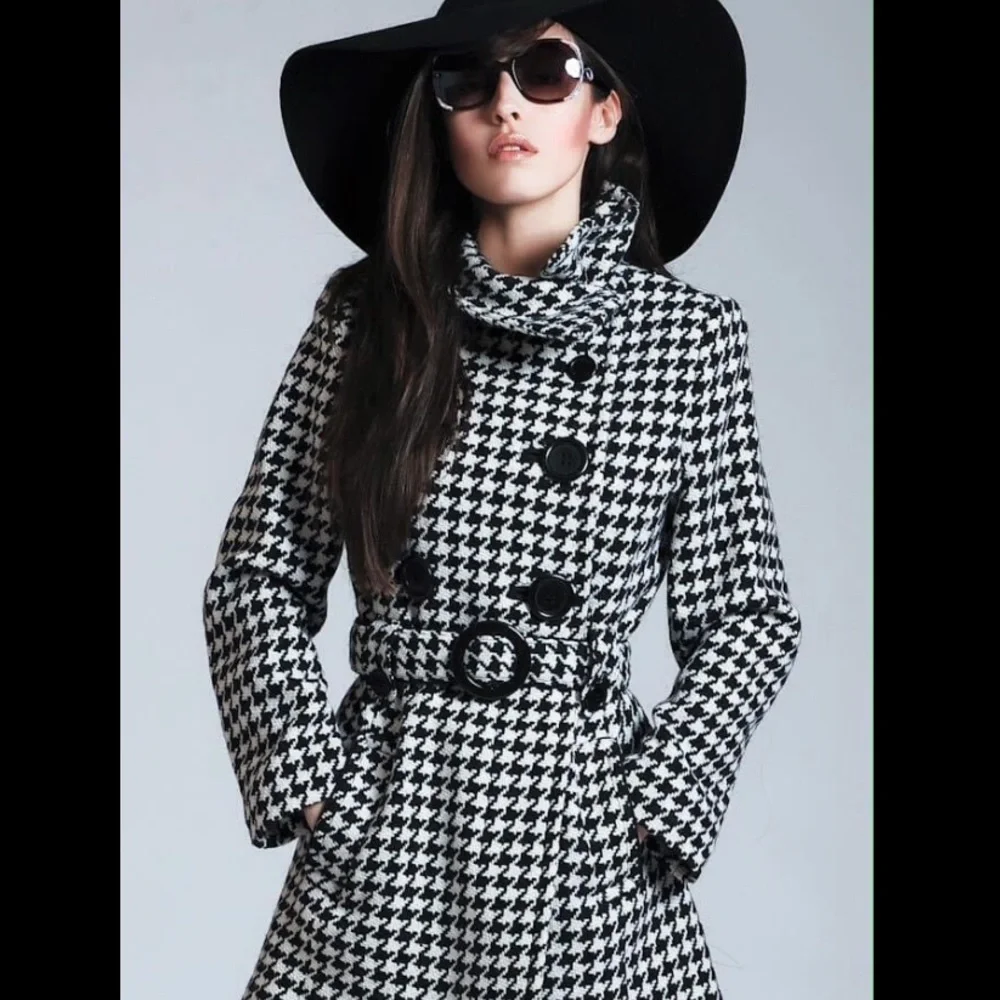 ESPRIT Double Breasted Houndstooth Peacoat - Picture 1 of 12